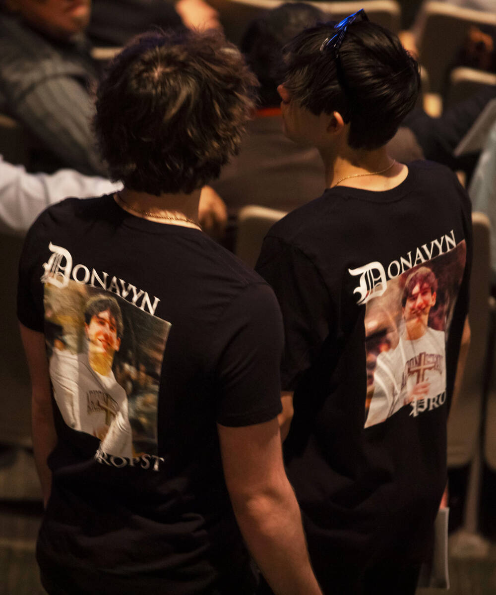 Friends and family of Donavyn wore shirts displaying the last picture that was ever taken of Do ...