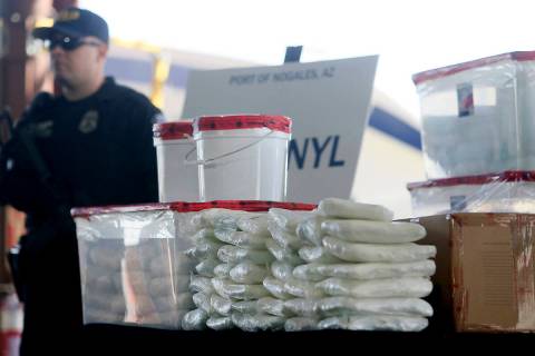 A display of the fentanyl and meth that was seized by Customs and Border Protection officers ov ...