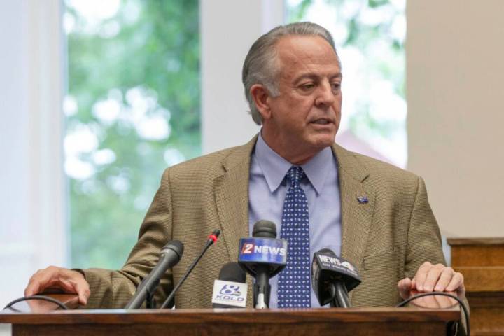 Gov. Joe Lombardo speaks at the old Assembly Chambers in Carson City on May 30, 2023. (AP Photo ...