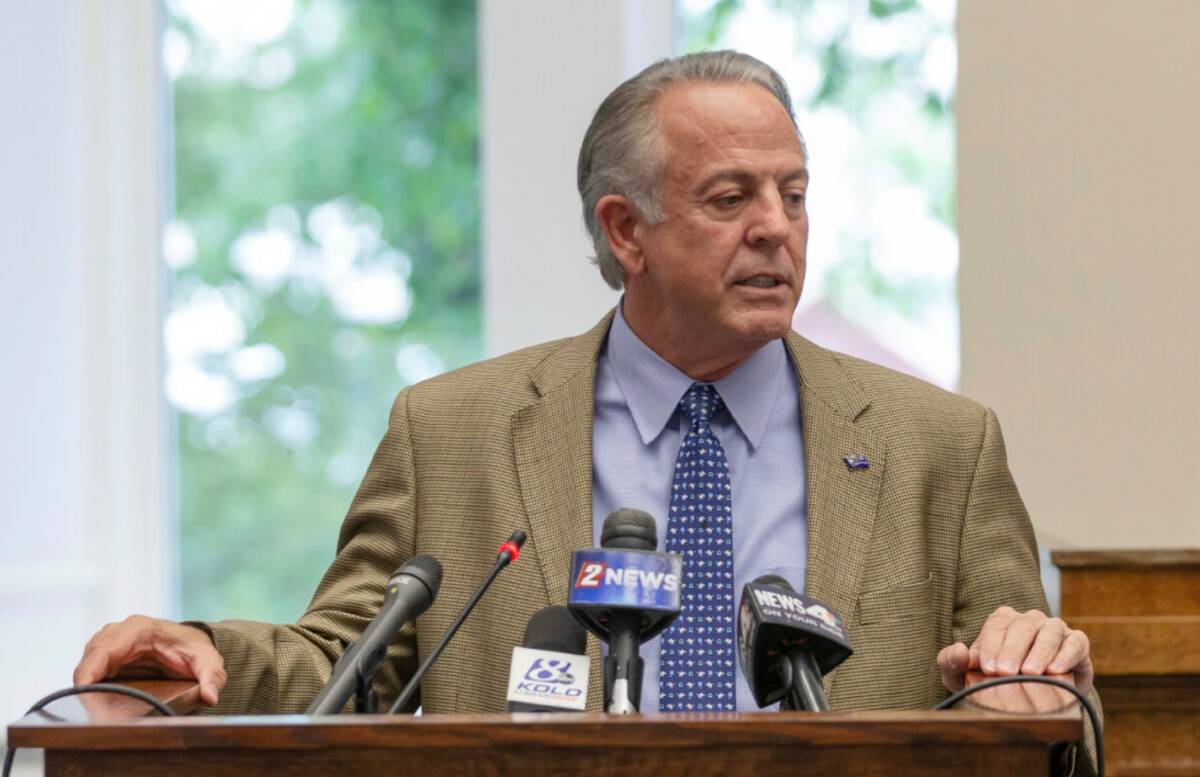 Gov. Joe Lombardo speaks at the old Assembly Chambers in Carson City on May 30, 2023. (AP Photo ...