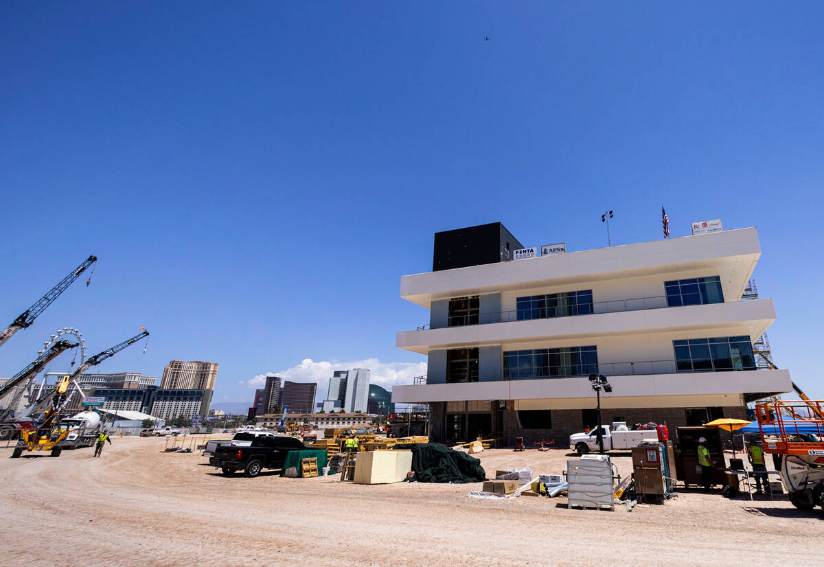 The construction site where Formula One is building a four-story, 300,000-square-foot paddock b ...
