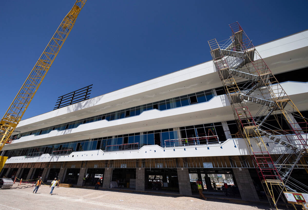 The construction site where Formula One is building a four-story, 300,000-square-foot paddock b ...