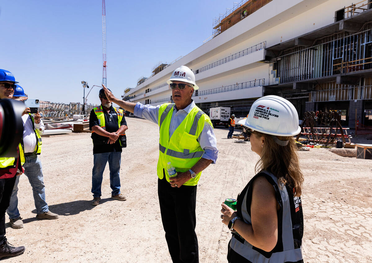 Terry Miller of Miller Project Management and Las Vegas Grand Prix, Inc. CEO Renee Wilm, right, ...