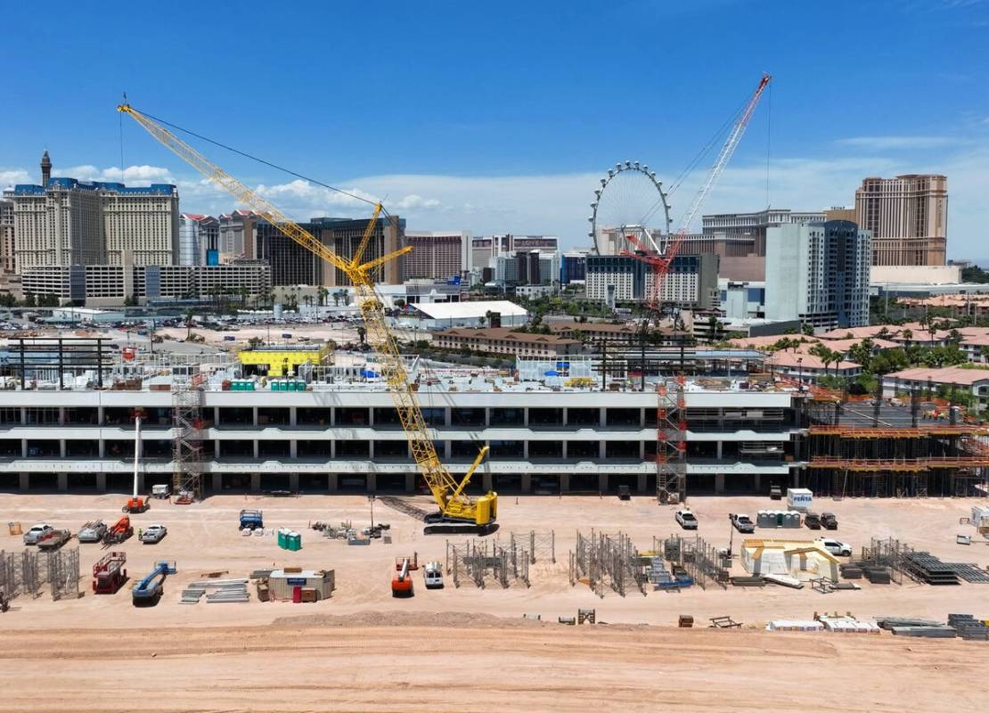 The construction site where Formula One is building a four-story, 300,000-square-foot paddock b ...