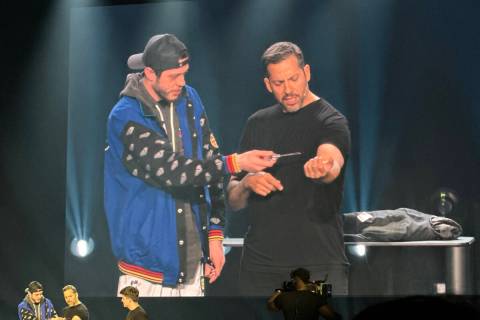 Pete Davidson is shown with David Blaine at Resorts World Theater on Friday, June 2, 2023. (Joh ...