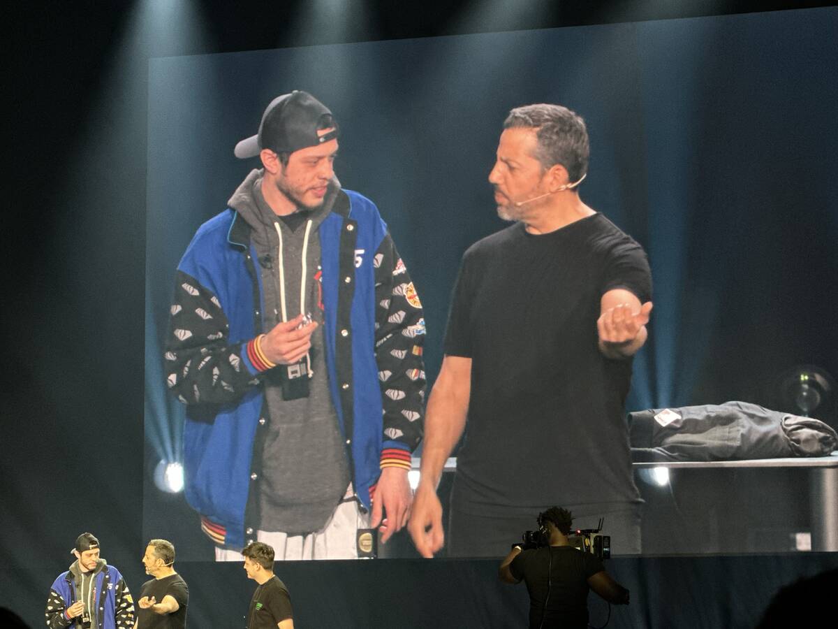Pete Davidson is shown with David Blaine at Resorts World Theater on Friday, June 2, 2023. (Joh ...
