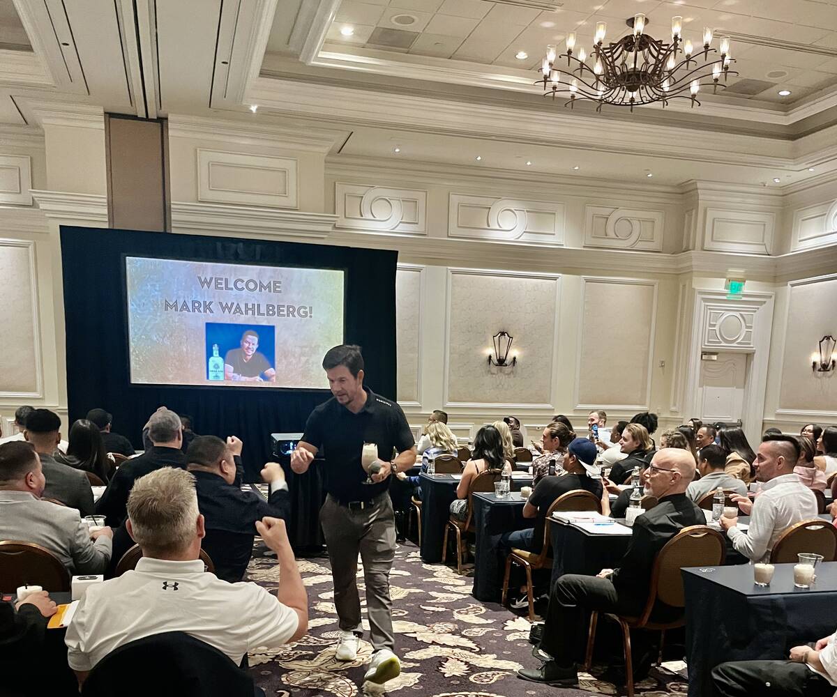 Mark Wahlberg is shown at Bellagio during employee orientation for the new Ocean Prime restaura ...