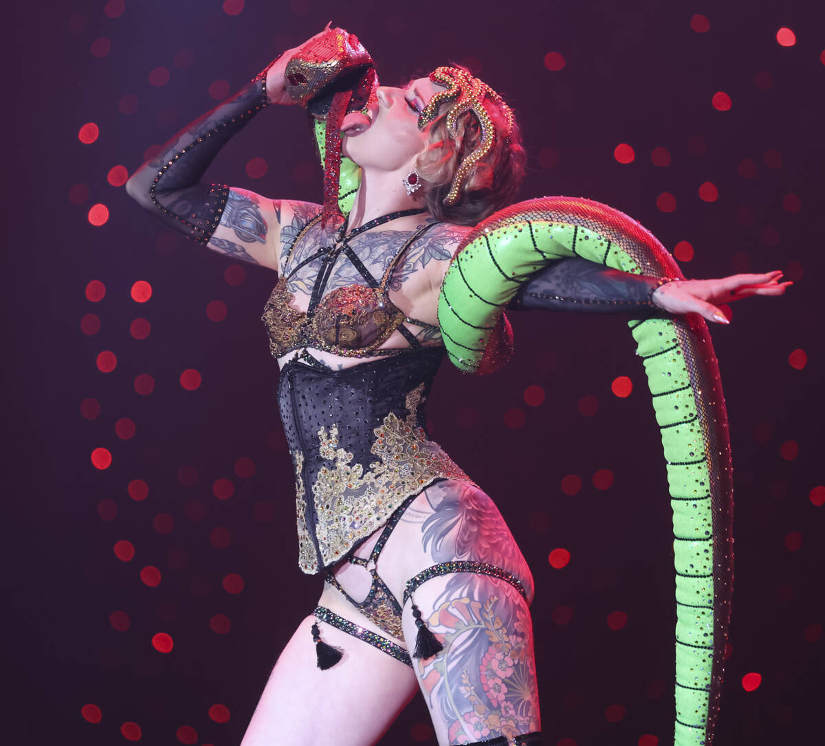 Sugar Vixen, of Montreal, Canada, competes for best debut during the annual Tournament of Tease ...