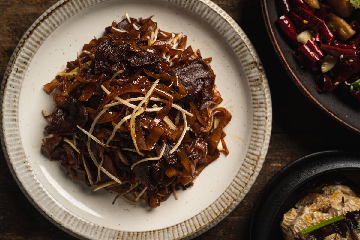 Wok-fried sliced "beef," flat rice noodles, bean sprouts and soya sauce from the plant-based me ...