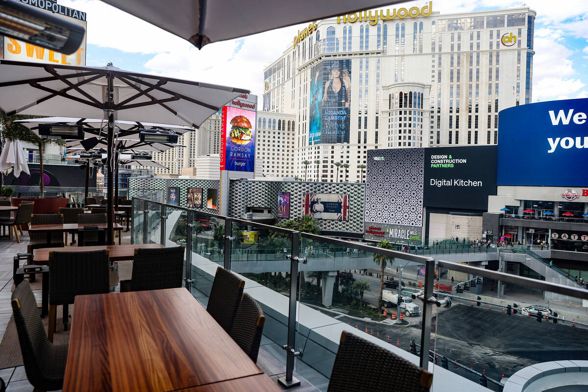 The terrace at Ocean Prime, an upscale seafood and steakhouse restaurant chain, on the Strip in ...
