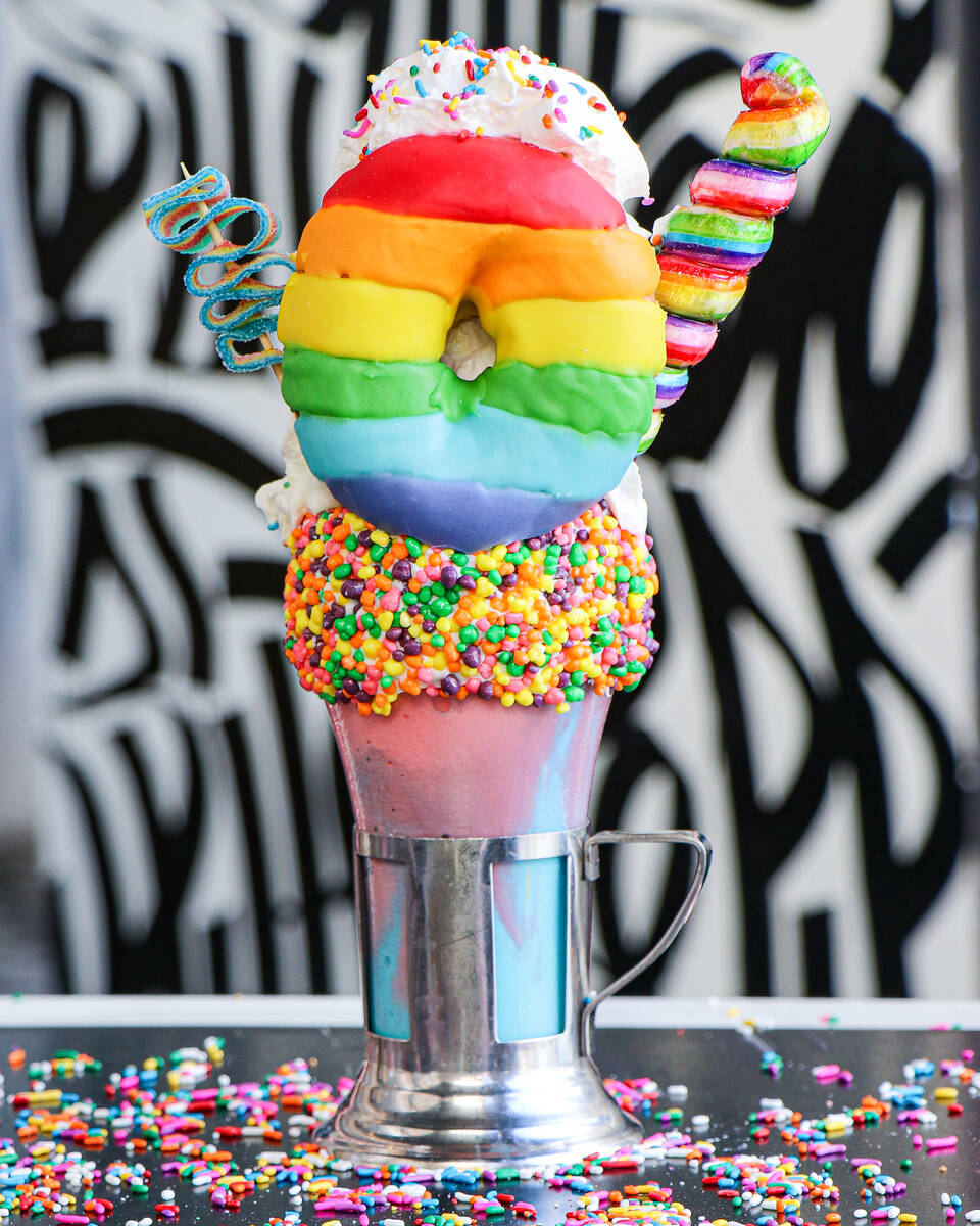 For Pride Month, Black Tap Craft Burgers & Beer in The Venetian is serving a funfetti shake ...