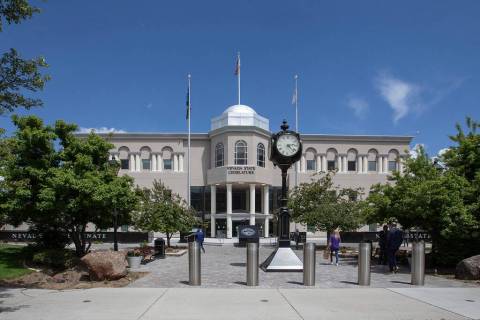 Blue skies sit above the Nevada Legislature building in Carson City on Tuesday, May 30, 2023. ( ...