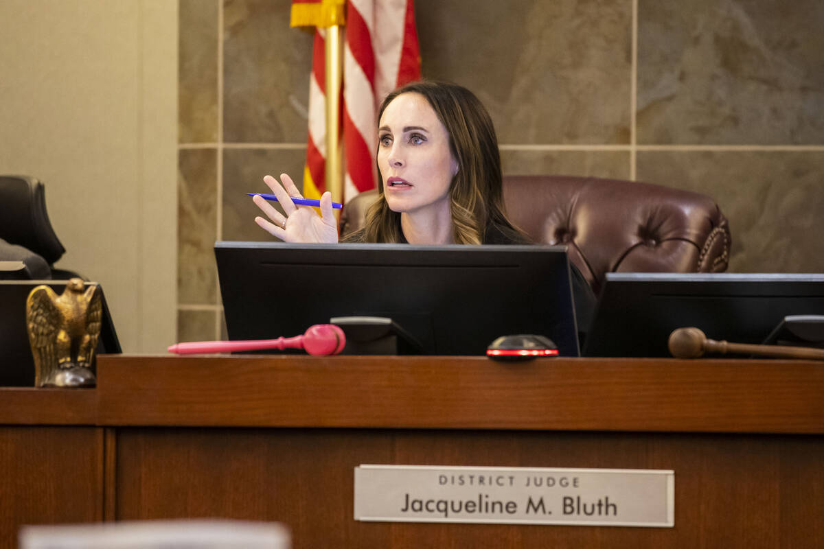 District Judge Jacqueline M. Bluth presides over the sentence hearing for Jcahoyl Ducksworth, w ...
