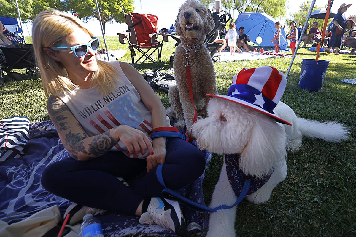Regan Blayne of Summerlin waits for the 28th annual Summerlin Council Patriotic Parade starts, ...