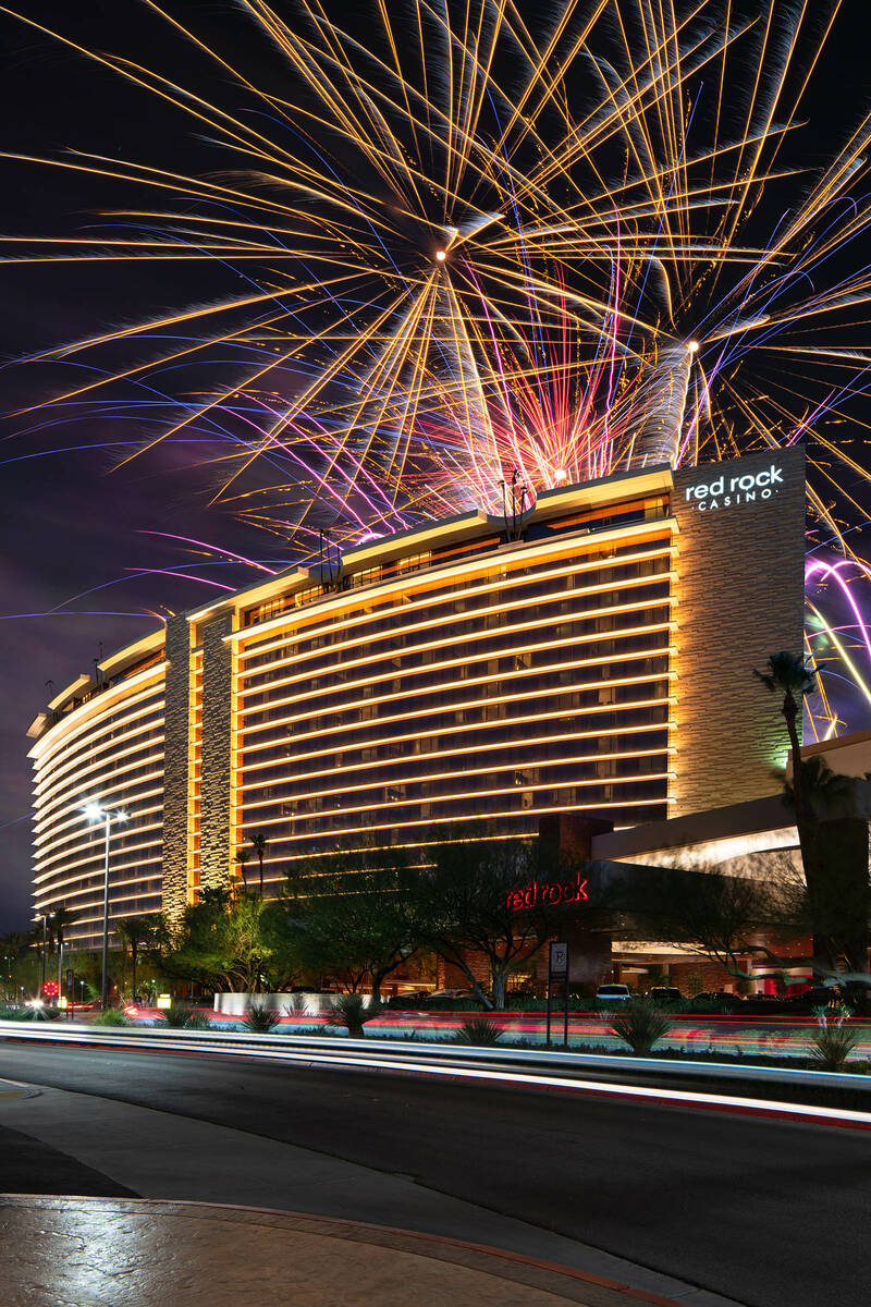 Trevor Vellinga’s photo of fireworks over Red Rock Resort won first place in the man-made lan ...