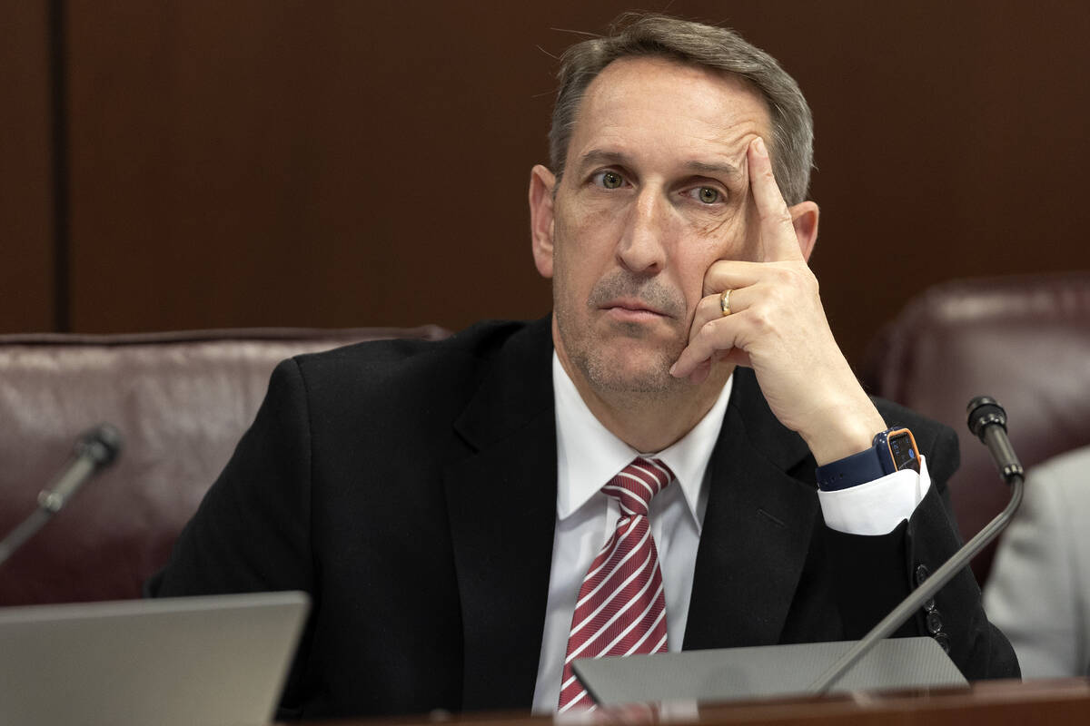 Sen. Scott Hammond listens during a meeting in February 2023 in Carson City. (Ellen Schmidt/Las ...