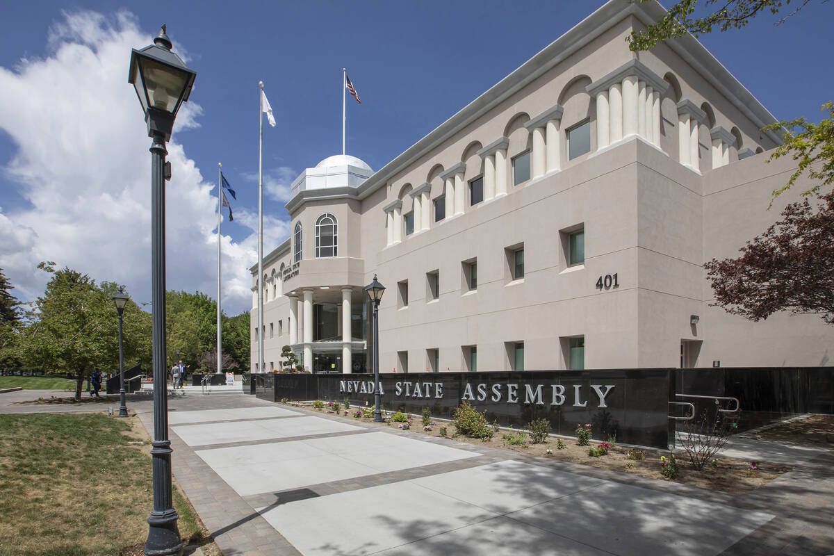 Blue skies sit above the Nevada Legislature building in Carson City, Nev., Tuesday, May 30, 202 ...