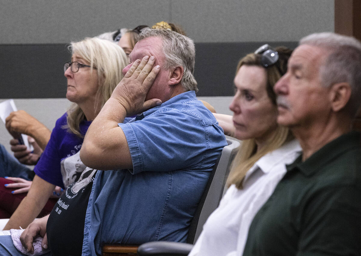 Family members of a murder victim Cheryl Beardall attend the sentencing of Philip O’Reilly, 3 ...