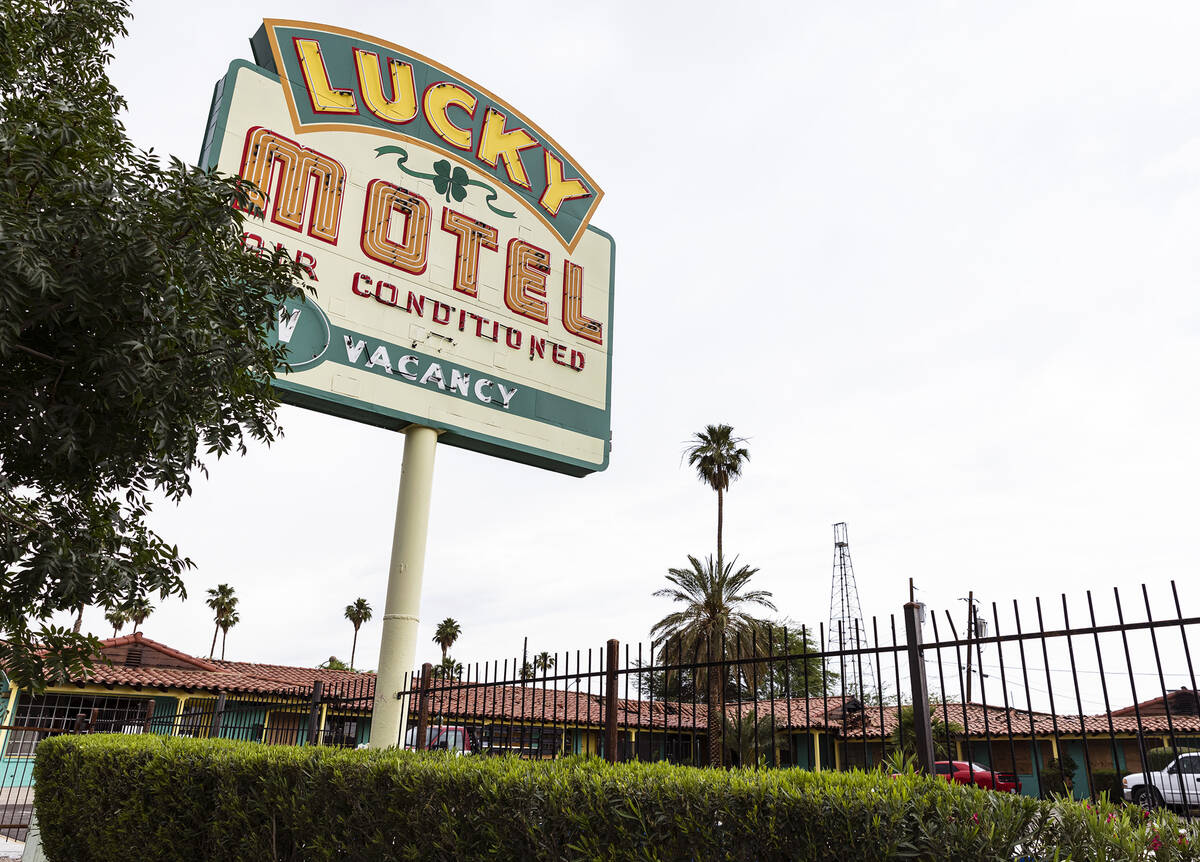 The abandoned Lucky Motel at 1111 Fremont St., is seen on, Wednesday, June 7, 2023, in Las Vega ...