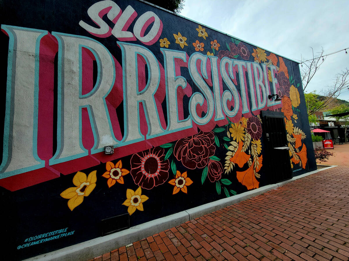 San Luis Obispo mural at downtown’s Creamery Marketplace, a former dairy facility that&# ...