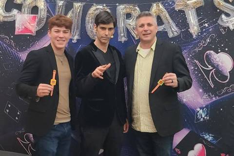 Pompey Entertainment co-founder Damian Costa, far right, is shown with his son and Pompey exec, ...