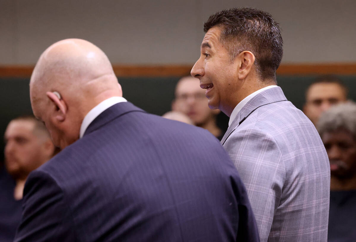 Former Alpine Motel Apartments owner Adolfo Orozco-Garcia, right, appears in Clark County Distr ...