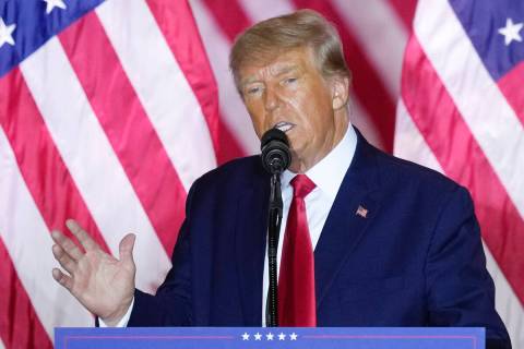 FILE - Former President Donald Trump speaks as he announces a third run for President, at Mar-a ...