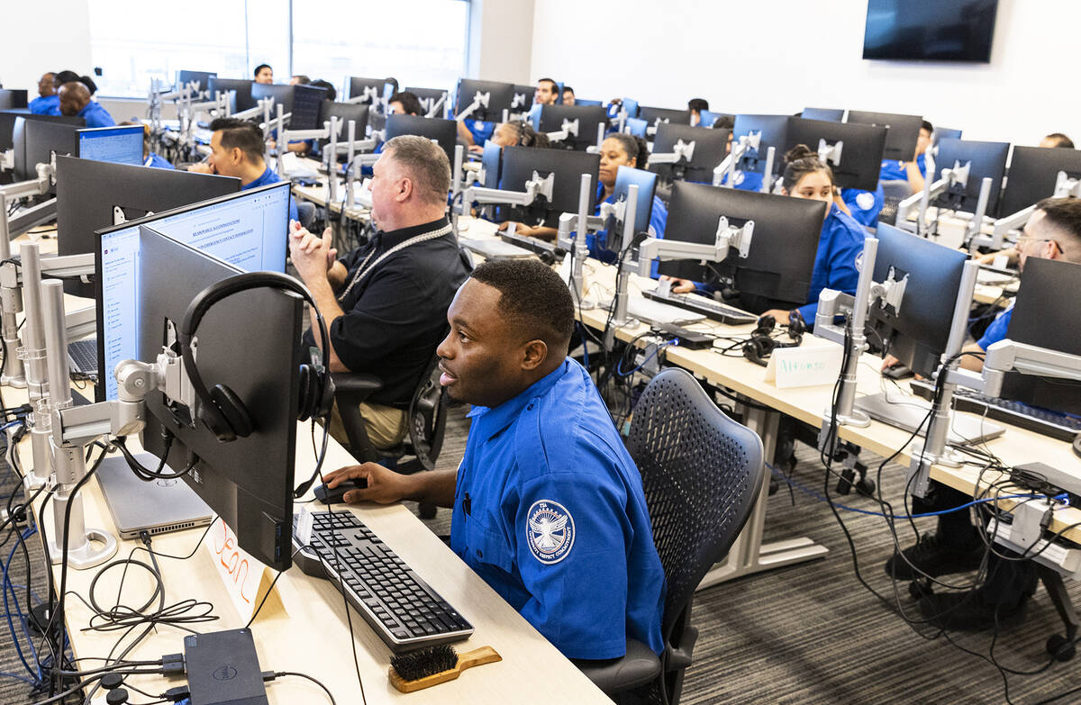 Newly-hired Transportation Security Administration (TSA) officers are seen during their trainin ...