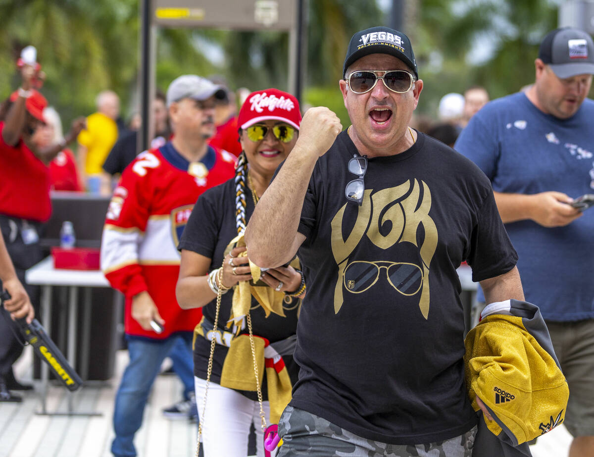Grant and Jesse Traub of Las Vegas are pumped up as they enter the arena for Game 4 of the NHL ...