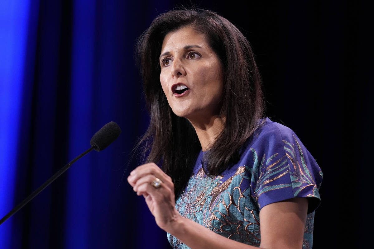 Former U.N. Ambassador Nikki Haley speaks at an annual leadership meeting of the Republican Jew ...