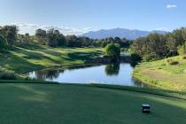The 18th hole at Shadow Creek is one of the more intimidating shots players will face on the co ...