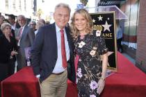 Pat Sajak, left, and Vanna White, from "Wheel of Fortune," attend a ceremony honoring Harry Fri ...