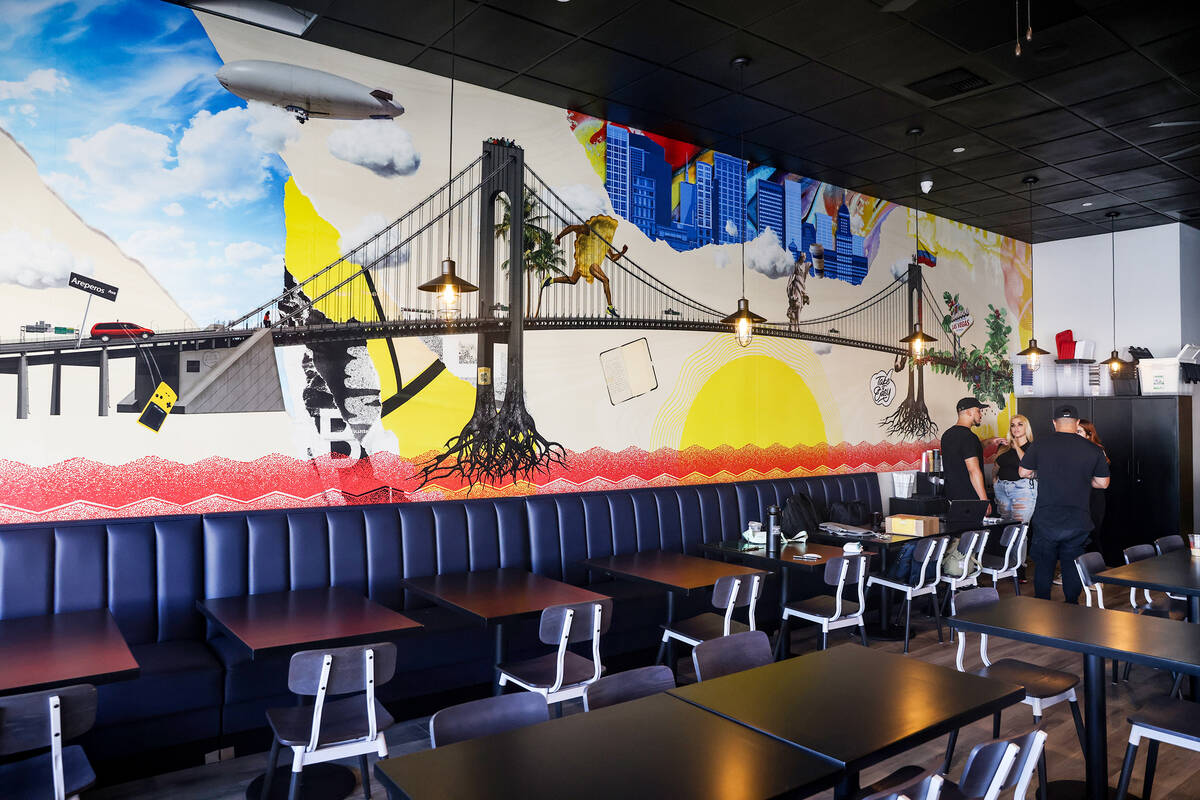 The 40-foot mural at Makers & Finders in Henderson, Wednesday, June 14, 2023. The new location ...