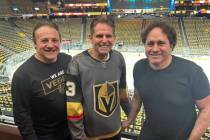 Vegas Golden Knights minority owners Gavin Maloof, Joe Maloof and George Maloof are shown at T- ...