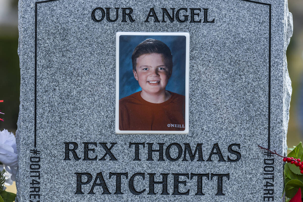Headstone detail of Rex Patchett at the Palm Boulder Highway Mortuary & Cemetery in February 20 ...