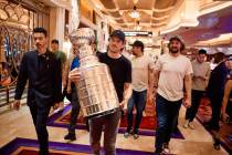 The Stanley Cup is paraded through Wynn Las Vegas on Wednesday, June 14, 2023. (Mike Kirschbaum)