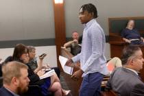 UNLV basketball recruit Zaon Collins walks out of the courtroom after appearing at the Regional ...