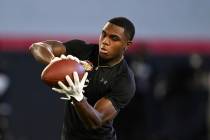 Cornerback Jakorian Bennett works out during Maryland's football pro day on Wednesday, March 29 ...