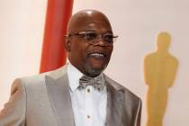 Samuel L. Jackson arrives at the Oscars on Sunday, March 12, 2023, at the Dolby Theatre in Los ...
