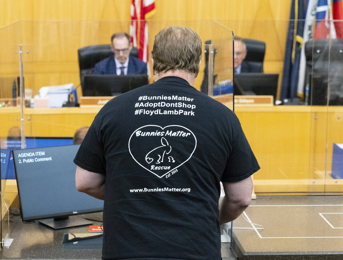 David Schweiger, who opposes funding The Animal Foundation, speaking during the Clark County Co ...
