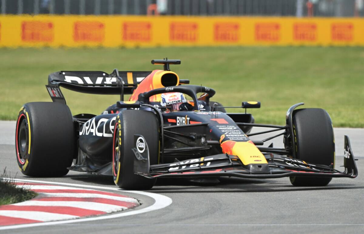 Max Verstappen drives during the Canadian Grand Prix auto race Sunday, July 18, 2023, in Montre ...