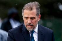 FILE - Hunter Biden, the son of President Joe Biden, speaks to guests during the White House Ea ...