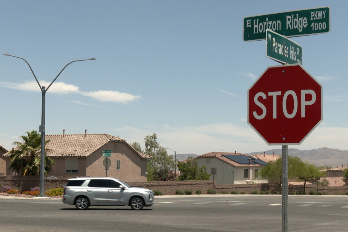 The intersection of Paradise Hills Drive and Horizon Ridge Parkway is shown Thursday, June 22, ...