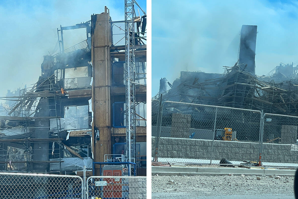 Smoke billows on Thursday, June 22, 2023, from an apartment complex under construction at 8030 ...