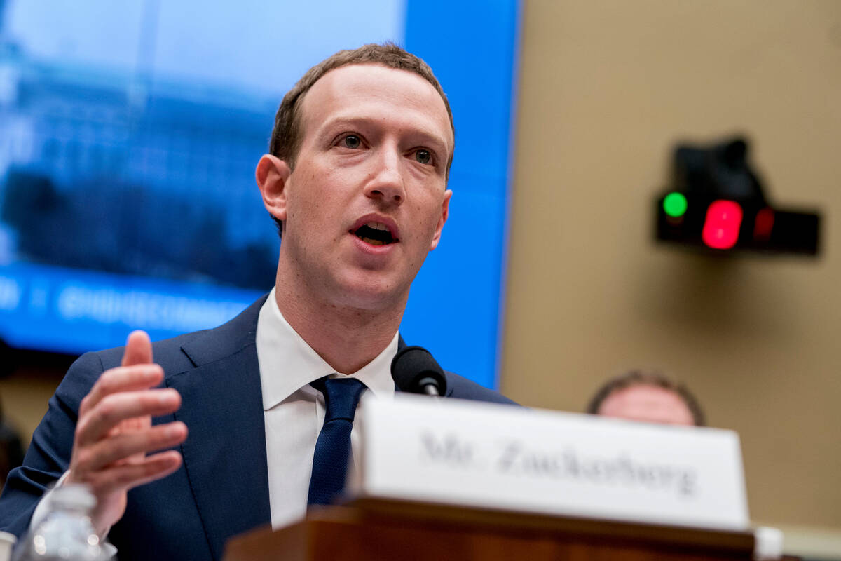 In this April 11, 2018, file photo, Facebook CEO Mark Zuckerberg testifies before a House Energ ...