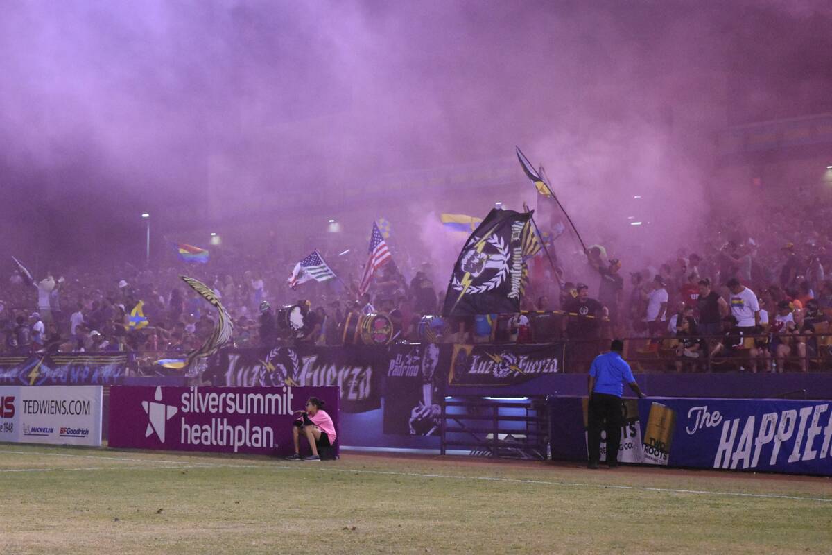 Colored smoke rises over the stands at a Lights FC game in an undated photo. (Lights FC)