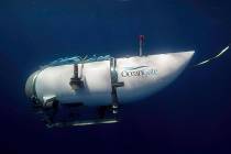 This photo provided by OceanGate Expeditions shows a submersible vessel named Titan used to vis ...