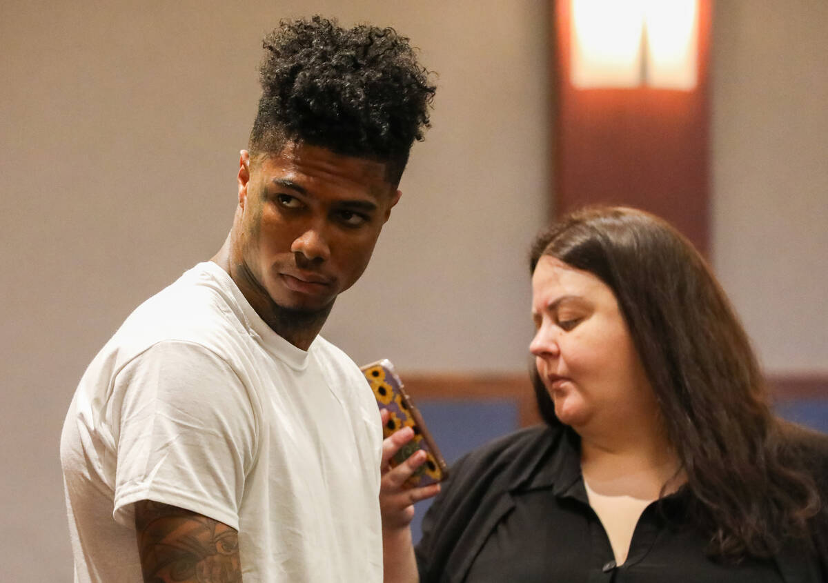 Johnathan Jamall Porter, a rapper known as Blueface, appears in court alongside his attorney Ca ...