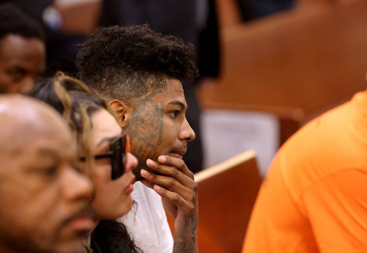 Johnathan Jamall Porter, also known as the rapper Blueface, waits in court at the Regional Just ...