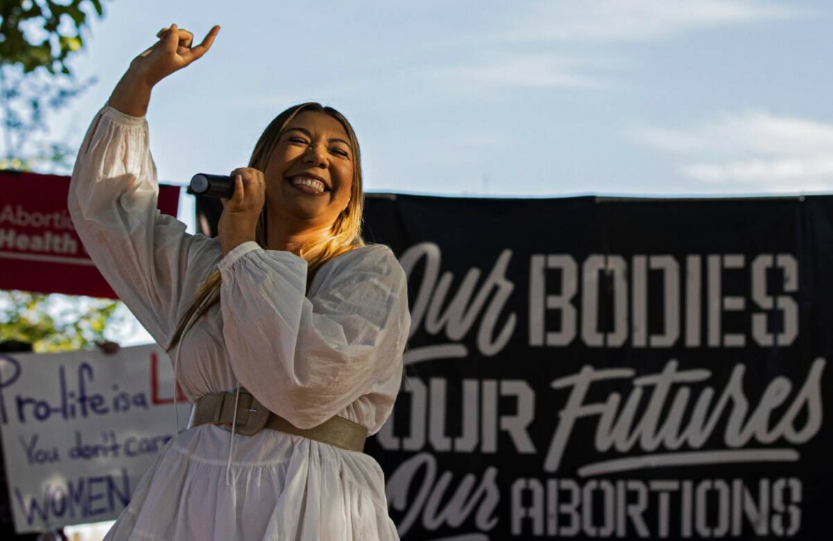 Poet Elle Hope performs during a pro-abortion rally in May 2022 at Sunset Park in Las Vegas. (B ...